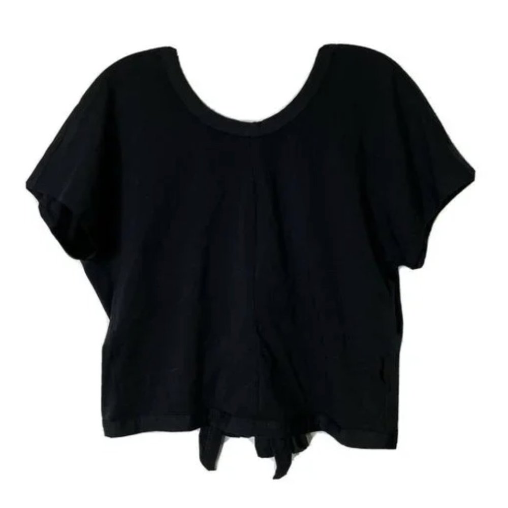 Lululemon Black Its a Tie Short Sleeve Convertible Wrap Crop Tee Shirt Top Sz. 4